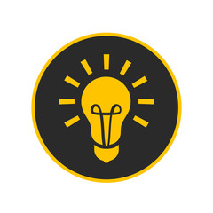 Vector illustration. Light bulb with rays shine. Energy and idea symbol.