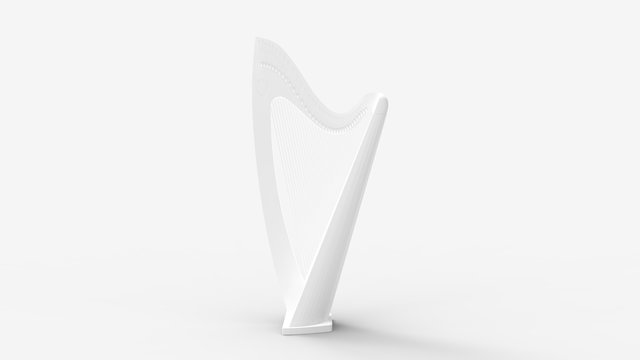 3d rendering of a harp instrument isolated in studio background