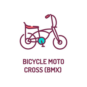 Bicycle moto cross BMX color line icon. Extreme kind of sport. BMX events can either be competitive racing or freestyle. Pictogram for web page, mobile app, promo. UI UX GUI design element.