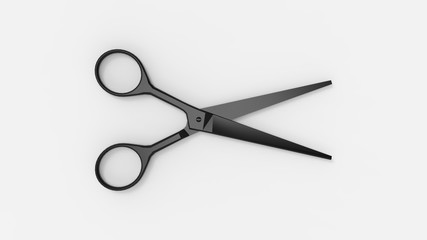 3d rendering of a scissors isolated in a colored studio background