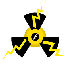 Nuclear power icon with thunder bolts Isolated on white background