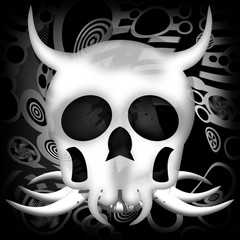 Death skull with horns on black background