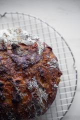 Sliced loaf of home made artisanal bread