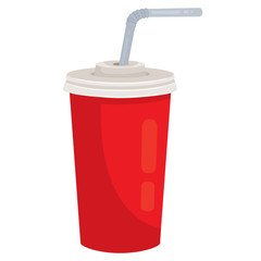 red glass with cool drink, isolated object on a white background vector illustration