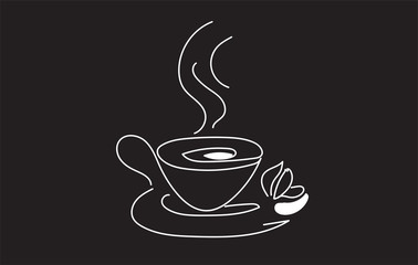 Drawing of cup of coffee. Vector illustration