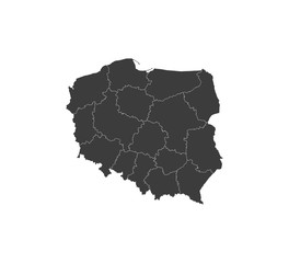 Poland map, states border map. Vector illustration.