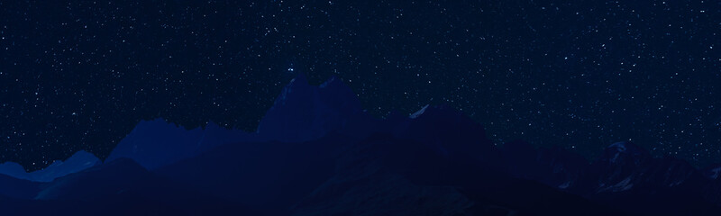 Night landscape with majestic mountains