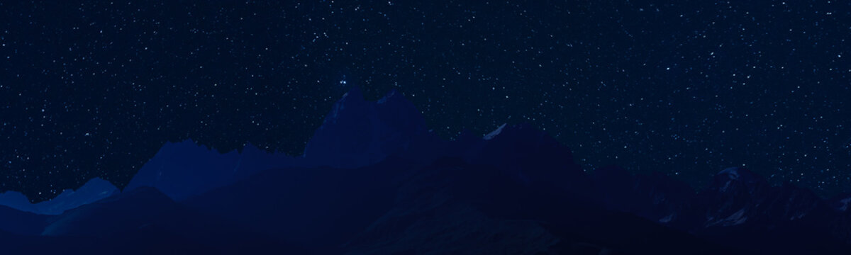 Night landscape with majestic mountains