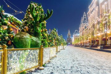 Christmas in Moscow. Red Square Christmas decoration in Moscow