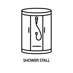 Shower cabin line vector icon. Bathroom.