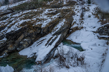Mountain landscape in winter with snow
