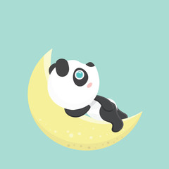 Vector illustration of cute little cartoon panda on pastel background..