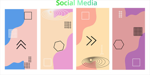 Editable story templates with empty place for text abstract creative backgrounds for social media. Bright colored with hand drawn scribbles promotional backgrounds for social media apps - vector eps10