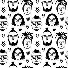 Seamless pattern with funny characters.
