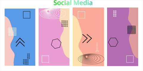 Editable story templates with empty place for text abstract creative backgrounds for social media. Bright colored with hand drawn scribbles promotional backgrounds for social media apps - vector eps10