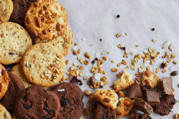 Sweet chocolate chip cookies. Healthy Food Snack Concept