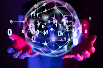 Business Man Hand Writing Social Network