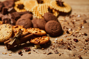 Sweet chocolate chip cookies. Healthy Food Snack Concept