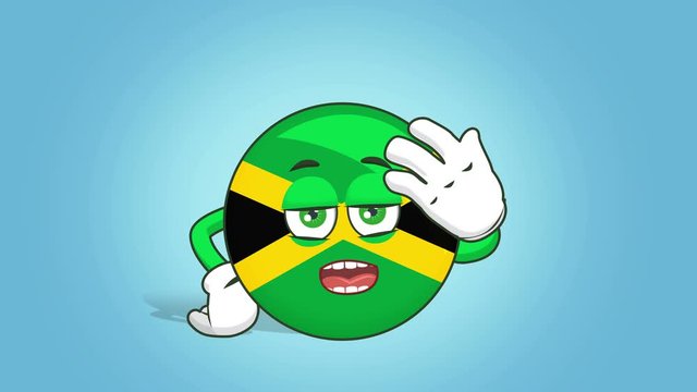 Cartoon Icon Flag Jamaica Face Animation  Facepalm Upset Speak with Alpha Matte