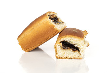 Group of two whole sweet czech bun isolated on white background