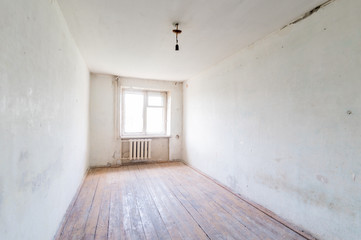Russia, Moscow- July 23, 2019: interior room apartment. decrepit old careless not modern setting. cosmetic repairs required