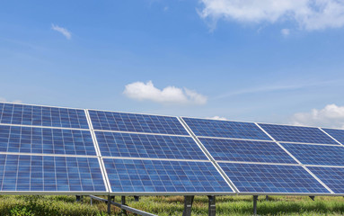         Close up rows array of Solar panels or solar cells or photovoltaics in solar power station is power production technology renewable green clean energy energy efficiency from the sun