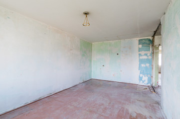 Russia, Moscow- July 23, 2019: interior room apartment. decrepit old careless not modern setting. cosmetic repairs required