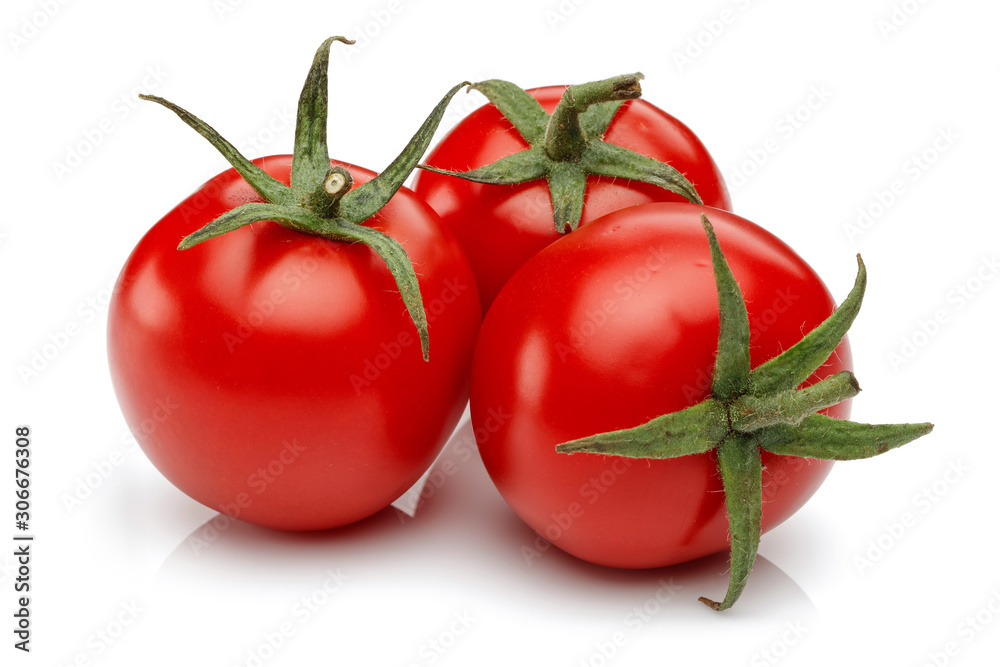 Wall mural fresh cherry tomatoes isolated on white