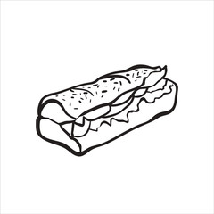 Hand drawn illustration of Sandwich.