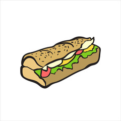 Hand drawn illustration of Sandwich.