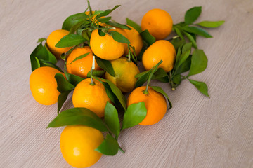 Food. Tangerines in table