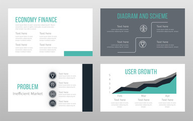 Green and gray colored economical concept power point presentation pages template design