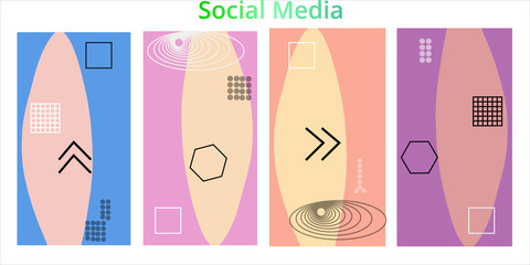 Editable story templates with empty place for text abstract creative backgrounds for social media. Bright colored with hand drawn scribbles promotional backgrounds for social media apps - vector eps10