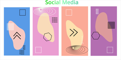 Editable story templates with empty place for text abstract creative backgrounds for social media. Bright colored with hand drawn scribbles promotional backgrounds for social media apps - vector eps10