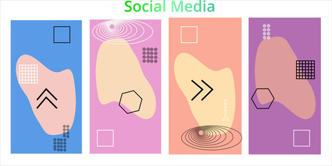 Editable story templates with empty place for text abstract creative backgrounds for social media. Bright colored with hand drawn scribbles promotional backgrounds for social media apps - vector eps10