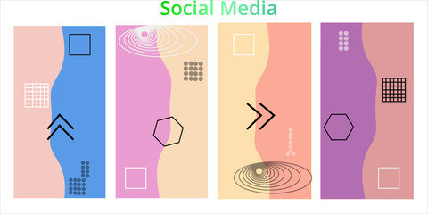 Editable story templates with empty place for text abstract creative backgrounds for social media. Bright colored with hand drawn scribbles promotional backgrounds for social media apps - vector eps10