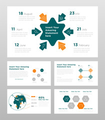 Green orange and gray colored business concept power point presentation pages template design