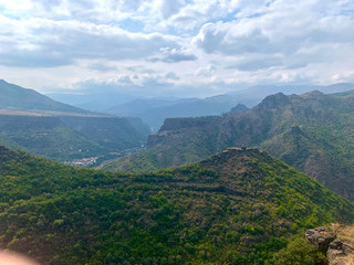 Naklejka premium Scenic view on Kayan fortress & Dsevanq monastery, Lori, Armenia