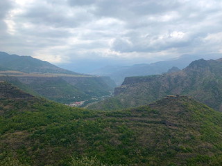 Naklejka premium Scenic view on Kayan fortress & Dsevanq monastery, Lori, Armenia