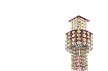 Many speakers were installed on the poles to dispense information to distant people.