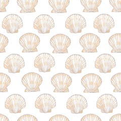 seamless vector pattern with seashells and starfish