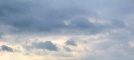 Winter gray blue sky at sunset and dawn