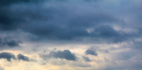 Winter gray blue sky at sunset and dawn