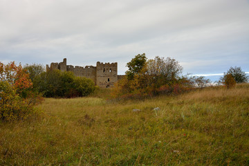 The ruins of Toolse Castle in Estonia in autumn.