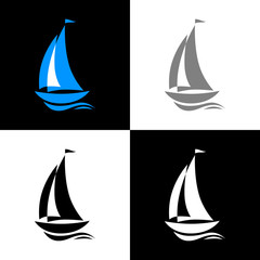 Sailboat icon set, vector illustration