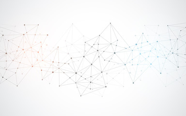 Abstract plexus background with connecting dots and lines. Global network connection, digital technology and communication concept.