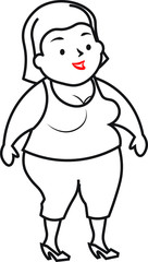 a minimalist fatty woman hand drawn vector illustration