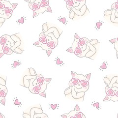 seamless cute cat pattern vector illustration
