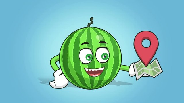 Cartoon Watermelon Face Animation Speak with Alpha Matte