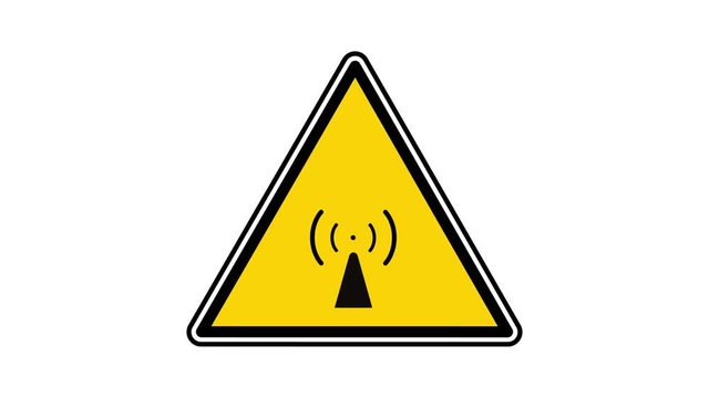 Animation Sign: Non ionizing radiation! on white background